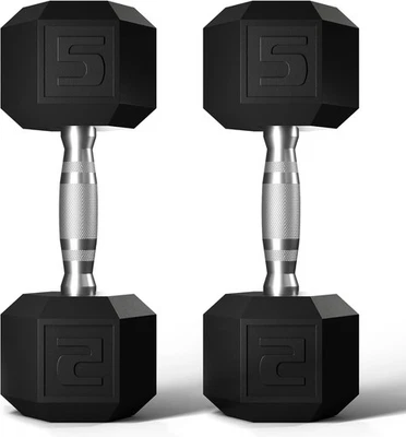 Dumbbells Set Rubber Coated Hex Hand Weights Exercise & Fitness for Home Gym Wor - Image 1 of 4