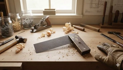 🔨 Antique Woodworking Tool - Try Square with Brass Inlays & Dark Patina 📐 - Image 1 of 4