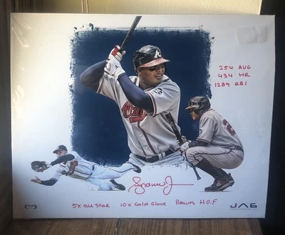 Andruw Jones Atlanta Braves 16x20 PSA DNA COA 6 Inscriptions! - Image 1 of 4