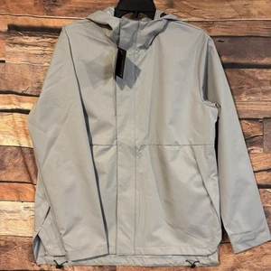 Ozark Trail Rain Jacket M Men's Grey Water Wind Resistant Hooded Pockets Vented - Picture 1 of 10