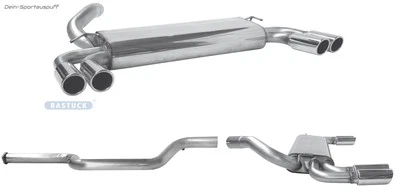 Bastuck duplex racing system from catalytic converter Volvo V50 5 cyl. incl turbo each 2x76mm rolled - Image 1 of 4