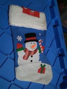 Ship N 24 Hours. New-Christmas House Blue Felt Snowman Christmas Stocking: T4 - Picture 1 of 2