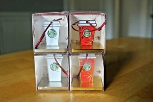 STARBUCKS 2014 JAPAN STAMP ORNAMENTS *RARE* SET OF 4 - Picture 1 of 2