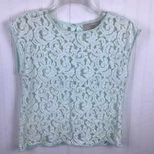 LOFT Petite Womens Top PALE GREEN LACE DRESSY SLEEVELESS PS - Picture 1 of 12