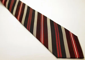 Walbusch Seiden Krawatte Schwarz Rot Silber - schräg gestreift - Bild 1 von 3