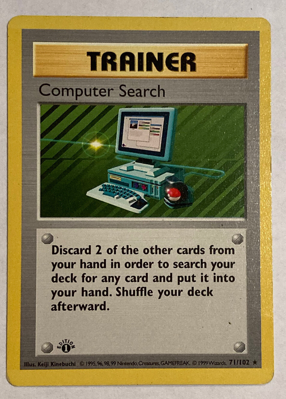 Computer Search 1999 Pokemon Base Set 1st Edition 71/102 Card Moderately Played