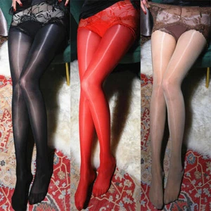 Plus Size Lace Underwear Shiny Nylon Pantyhose High Glossy Tights Hosiery Sheer - Picture 1 of 20