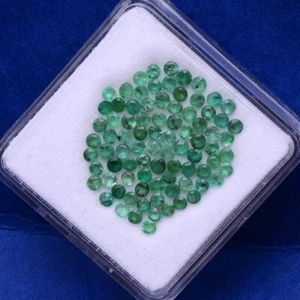 80 Pcs Natural Zambian Emerald 2.30mm Round Cut Untreated Loose Gemstones Lot - Picture 1 of 10