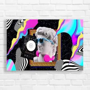 Retro Futuristic with DJ Equipment Canvas Print Large Picture Wall Art - Picture 1 of 12