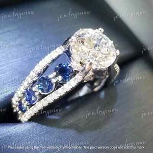 3Ct Round Cut Lab-Created Diamond Women Engagement Ring 14k White Gold Plated - Picture 1 of 2