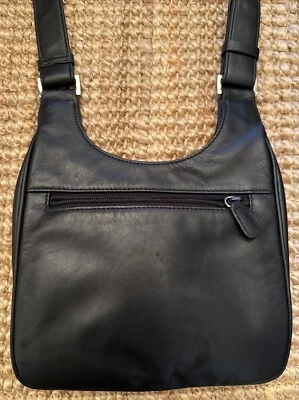 Gianni Bernini Crossbody Black Leather Handbag Purse - Image 1 of 4