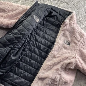 The North Face Jacket Girls Medium Pink Black Reversible Mossbud Swirl Coat - Picture 1 of 14
