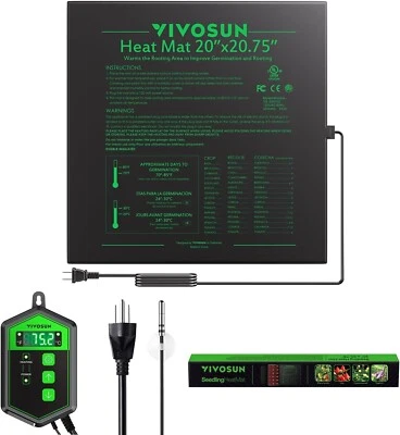 Tapete térmico de mudas VIVOSUN 20"x20,75" com termostato aquecedor almofada de aquecimento para planta - Imagem 1 de 4