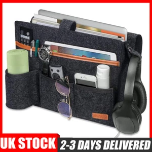 5 Pockets Sofa Arm Rest TV Remote Control Tidy Organizer Holder Chair Bag Black - Picture 1 of 12
