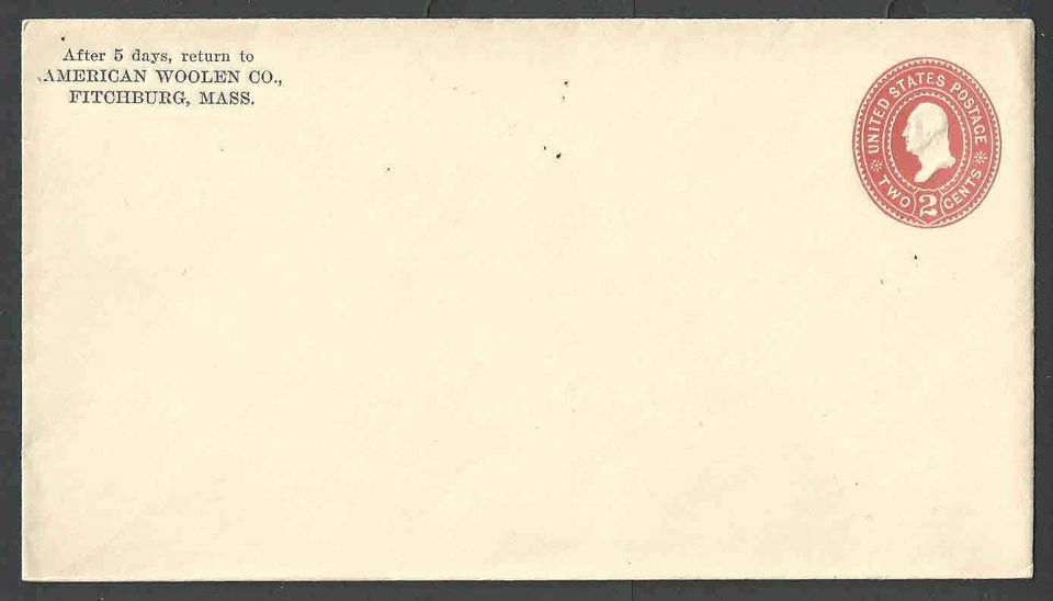 1899 U367 2c Orange-Red On White Mint Entire Die 101 Size 13 Wmk 13  - Image 1 of 1