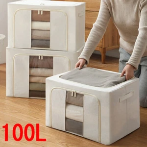 100L Clothes Storage Bags Zipped Organizer Underbed Wardrobe Cube Closet Boxes - Picture 1 of 19