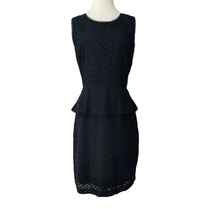 BCBG PARIS Kleid mit Ösen und Schößchen Größe 10 Etui ärmellos schwarz Damen neu mit Etikett - Bild 1 von 12