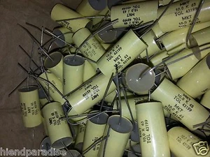4pcs VINTAGE 10uF 63V HI END MKT TUBE AMP CAPS FOR AUDIO !NON MAGNETIC COPPER! - Picture 1 of 1