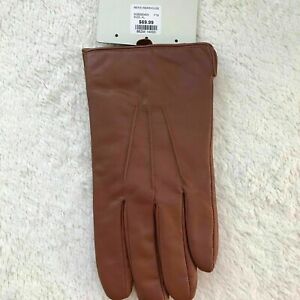 Joseph Abboud - Brown full grain leather fleece lining touch screen gloves XXL