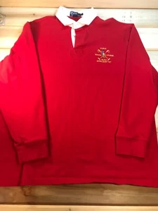 Polo Ralph Lauren manica lunga polo XL rosso bianco colletto grande logo preppy - Foto 1 di 9