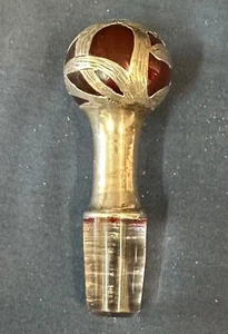 Ruby Glass Stopper with Sterling Overlay - Picture 1 of 8