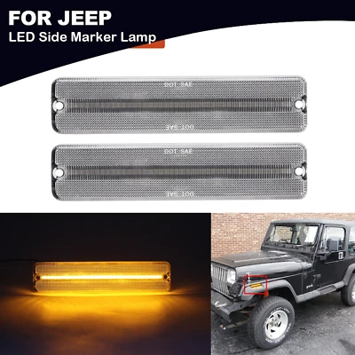 Передний желтый светодиодный габаритный фонарь указатель поворота прозрачный для Jeep Wrangler 1987-1995 годов выпуска - Изображение 1 из 4