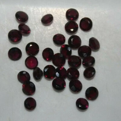 Almandine Garnet 4mm Round Faceted Loose Gemstone(s) - Image 1 of 2