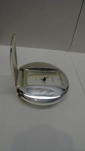 Bulova Traveler Flip Cover Chrome Quartz Tabletop Alarm Clock - Picture 1 of 7