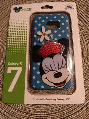 New Disney Parks D-Tech Minnie Mouse Blue White Polka Dot Bling Flower Galaxy S7 - Image 1 of 4