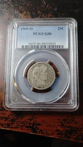 1909 O Barber Silver Quarter Dollar 25C PCGS G06 Original 4483 - Picture 1 of 4