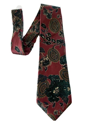 Pierre Cardin Floral Paisley Teal Blue Rosewood Pink Men's Vintage Suit Neck Tie - Image 1 of 4