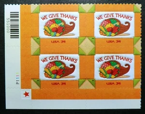 3546 MNH 2001 34c We Give Thanks PB Thanksgiving Civil War cornucopia harvest - Picture 1 of 1
