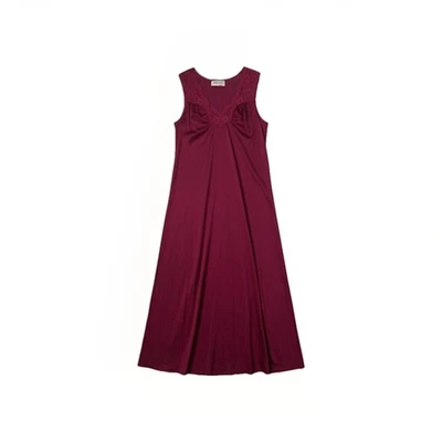 Camisón sin mangas rosa Vassarette, talla M, cuello en V transparente, maxi retro fluido Foto 1 de 4