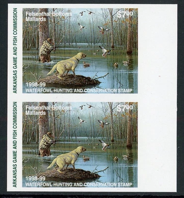 ARKANSAS 1998-99 WATERFOWL HUNTING & CONSERVATION STAMP IMPERF MINT PAIR !! B93 - Image 1 of 2
