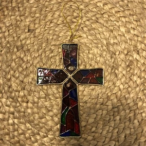 Glasmalerei Kreuz Mehrfarbig 4x6 Kruzifix Kunst Treu Geschenk Sonnenfänger - Bild 1 von 3