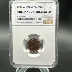 1983 $1 Zambia Ngwee - NGC Brilliant Uncirculated - Picture 1 of 5