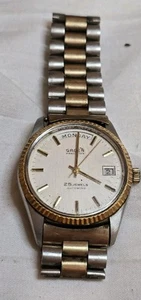 gruen watch precision autowind 25 jewels day date 10k gold filled & stainless - Picture 1 of 9