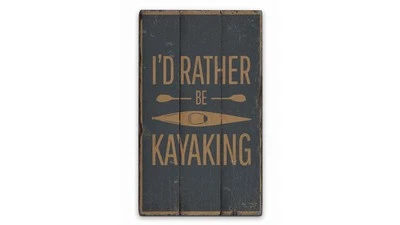 Kayaking Rustic Distressed Sign, Personalized Wood Sign - Image 1 of 2