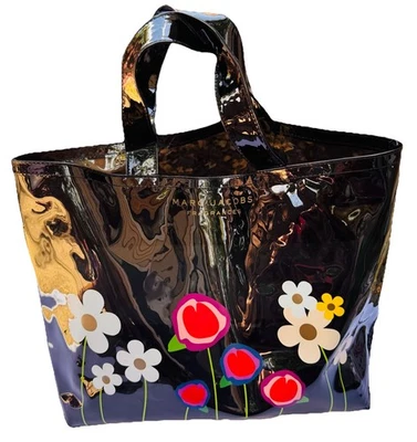 Marc Jacobs ароматы черный патент цветы цветочный прозрачный сумка с короткими ручками б/у в отличном состоянии - Изображение 1 из 4