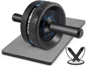 Fitness Ab Roller Wheel for Abdominal Exercises Ab swith Knee Pad and Jump Rope - Picture 1 of 7