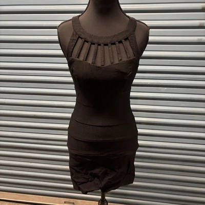 Wet печать платье женщин XS черный обтяжку мини вырез без рукавов вечеринки винтажный Y2K - Изображение 1 из 4