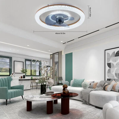 18" Modern Ceiling Fan with Light Remote Control Bedroom LED Ceiling Fan Lamp - Image 1 of 4