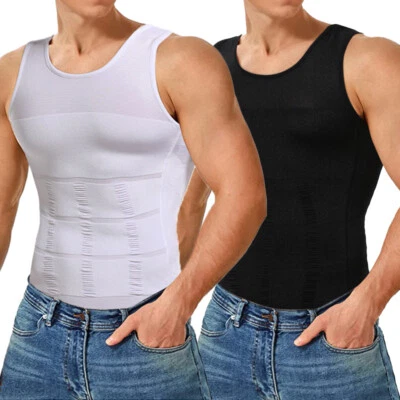 Camisas de compresión para hombre adelgazantes modelador de cuerpo chaleco ajustado camiseta sin mangas control abdominal Foto 1 de 4