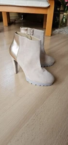 SPM Ankle Boots Leder Stiefelette Beige 38 NP 180 € Neu - Bild 1 von 8