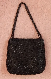 BEAUTIFUL WOMEN'S SMALL BLACK PURSE, CLUTCH, HANDBAG~WEDDING,PROM,PARTY,EVENING - Picture 1 of 2