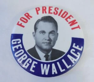 George Wallace For President 1968 Grande 3-1/2" Pin Pin Pinback Botón - Imagen 1 de 4