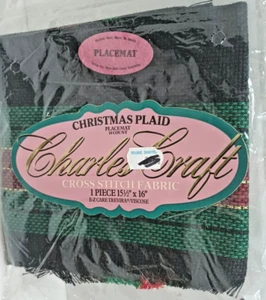 Charles Craft Weihnachten Karo Tischset 14 Stück 15,5 x 16 Zoll Stoff Neu - Bild 1 von 4
