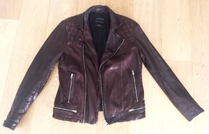 All Saints Motorcycle Brown Leather Jacket size M Vintage (women/unisex) - Picture 1 of 19