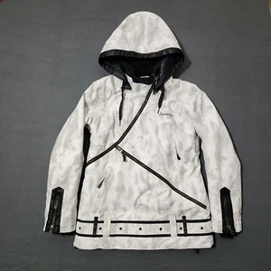 Obermeyer Womens Ski Jacket Lined Size 6 White Gray Removable Hood Activewear - Picture 1 of 17