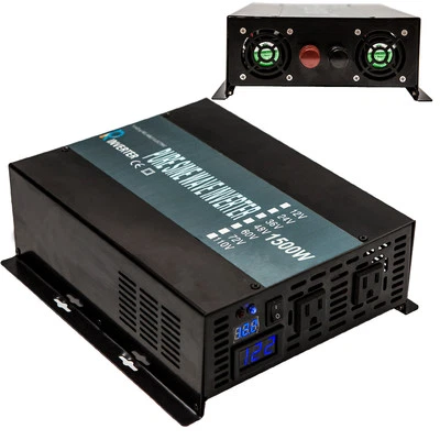 Pure Sine Wave Inverter 1500W 12V DC to 120V AC Power Inverter Off Grid Solar RV - Image 1 of 4